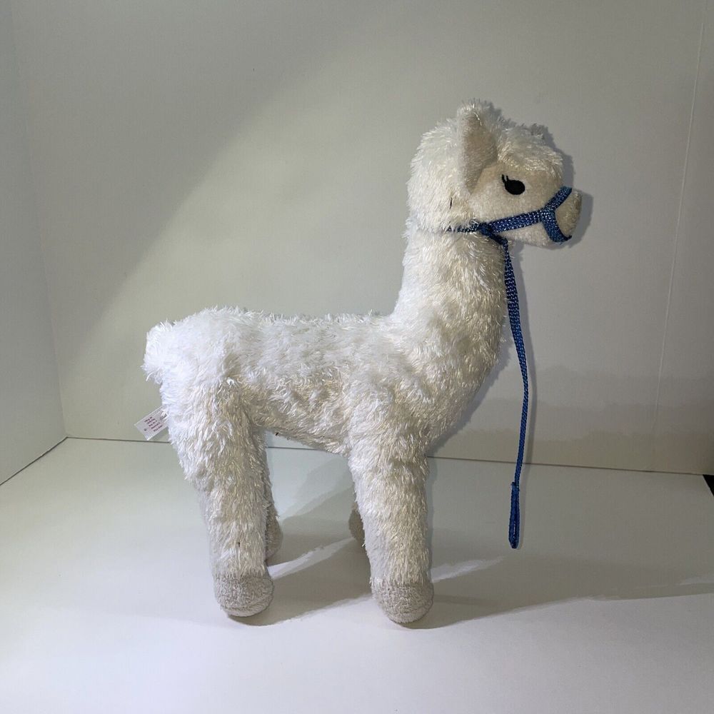 Gently Used American Girl Doll Plush White LLAMA w Blue Harness Stuffed Animal –